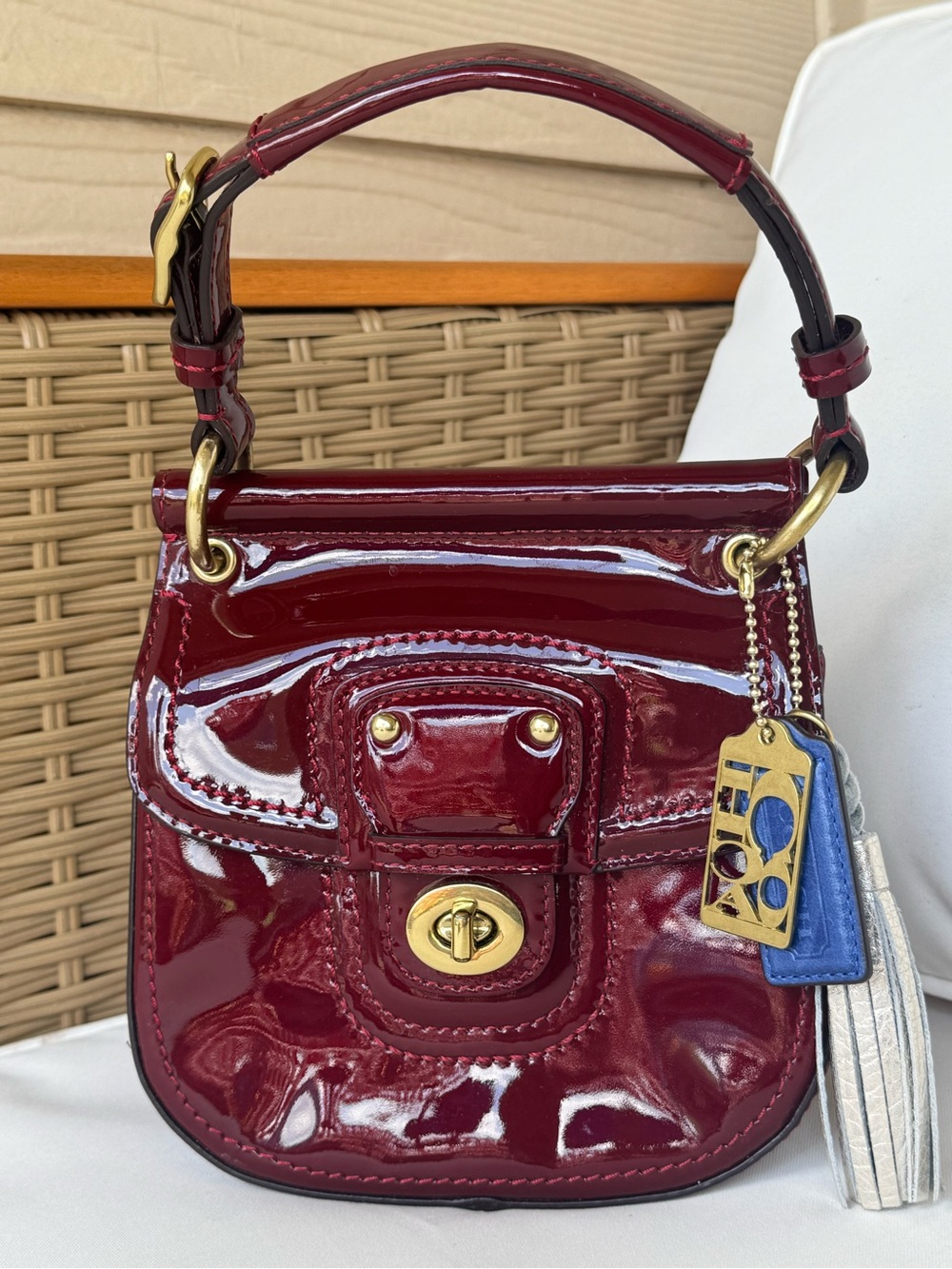 Coach mini Willis legacy stripe patent leather bag